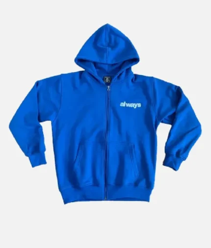 Adwysd Always Royal Blue Up Zip Up Hoodie